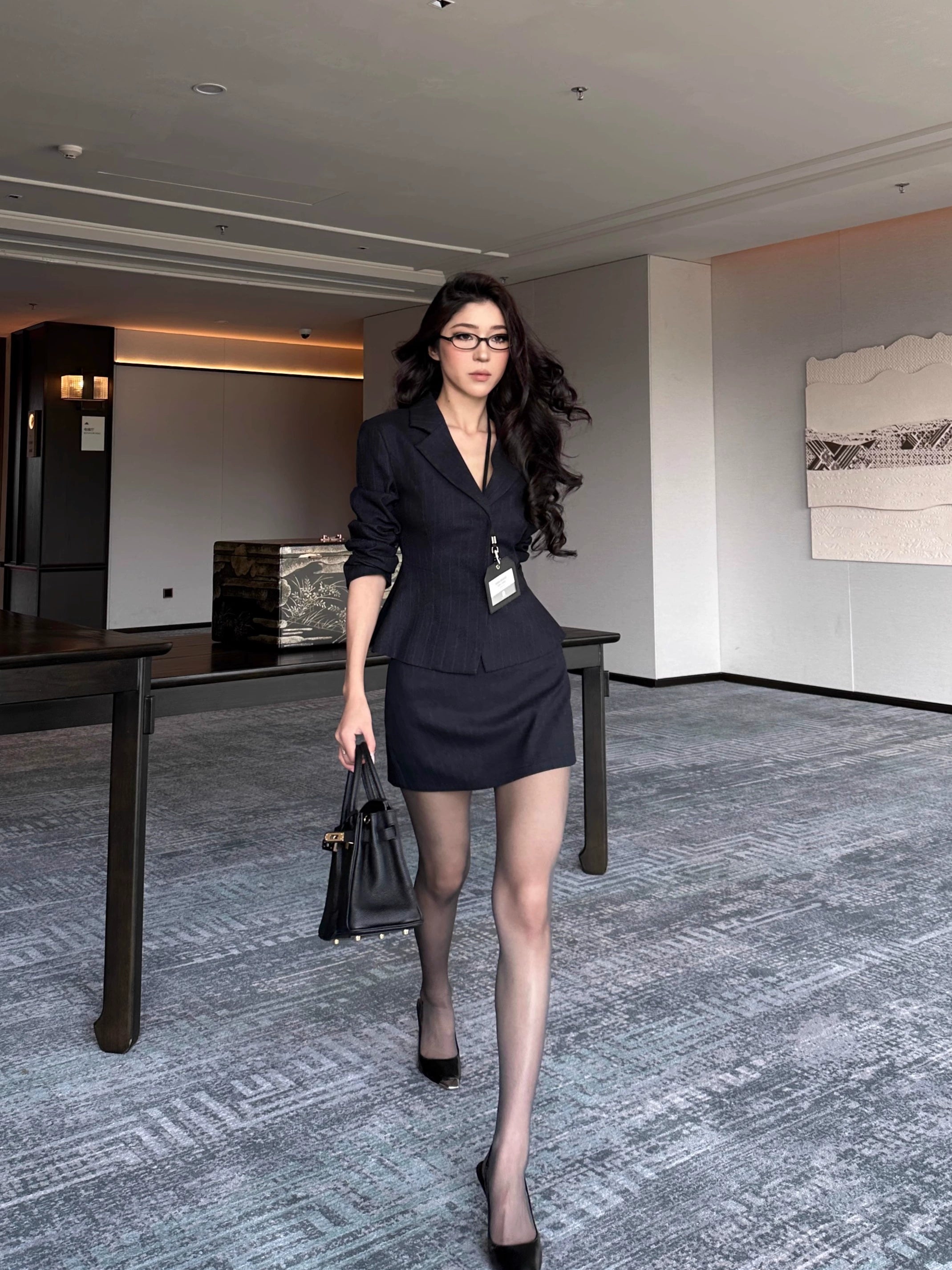 LLROGE Temperament Slim Suit Jacket Waist Suit Two-piece Suit