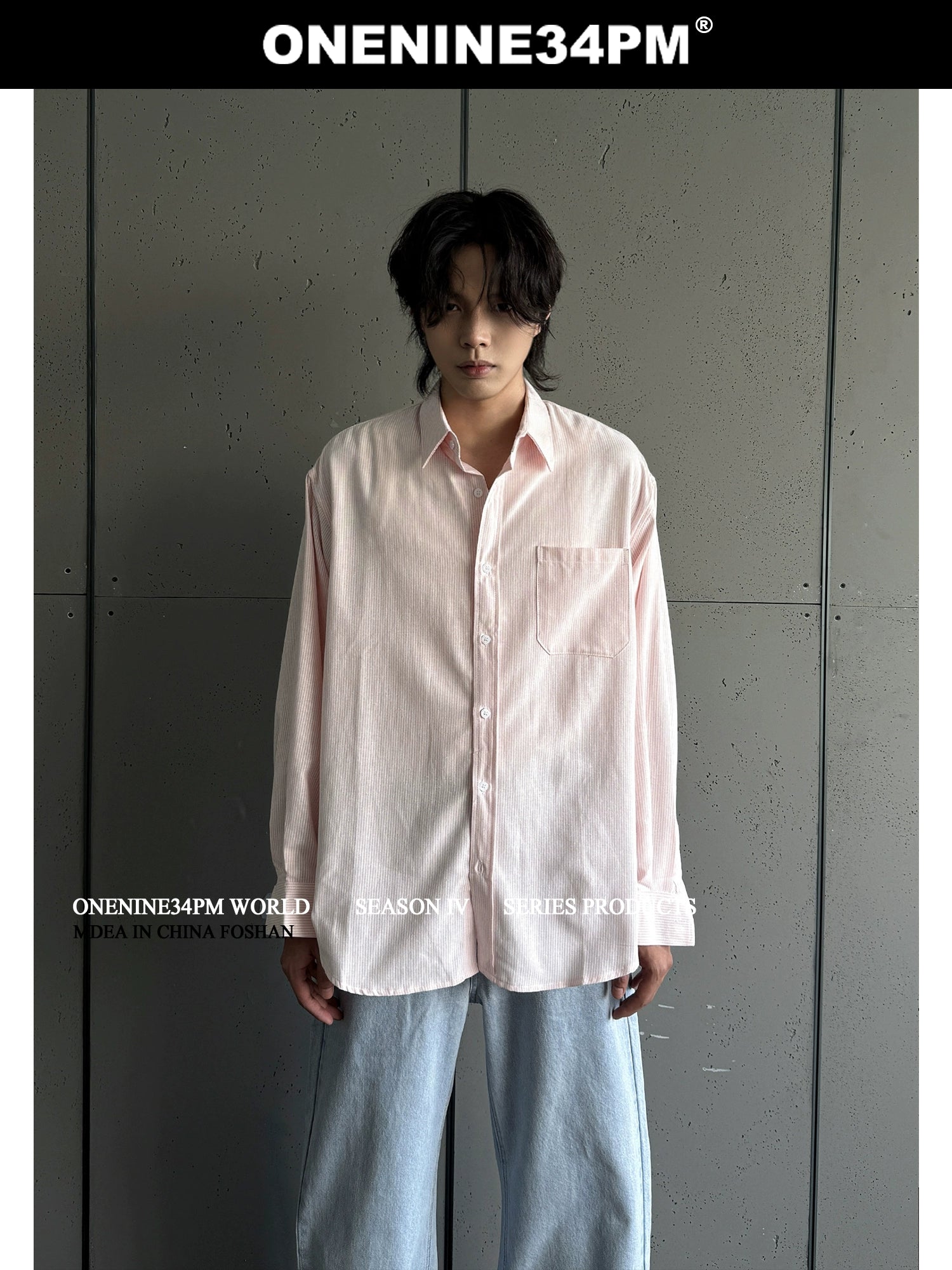 ONENINE34PM Basic Simple Striped Shirt
