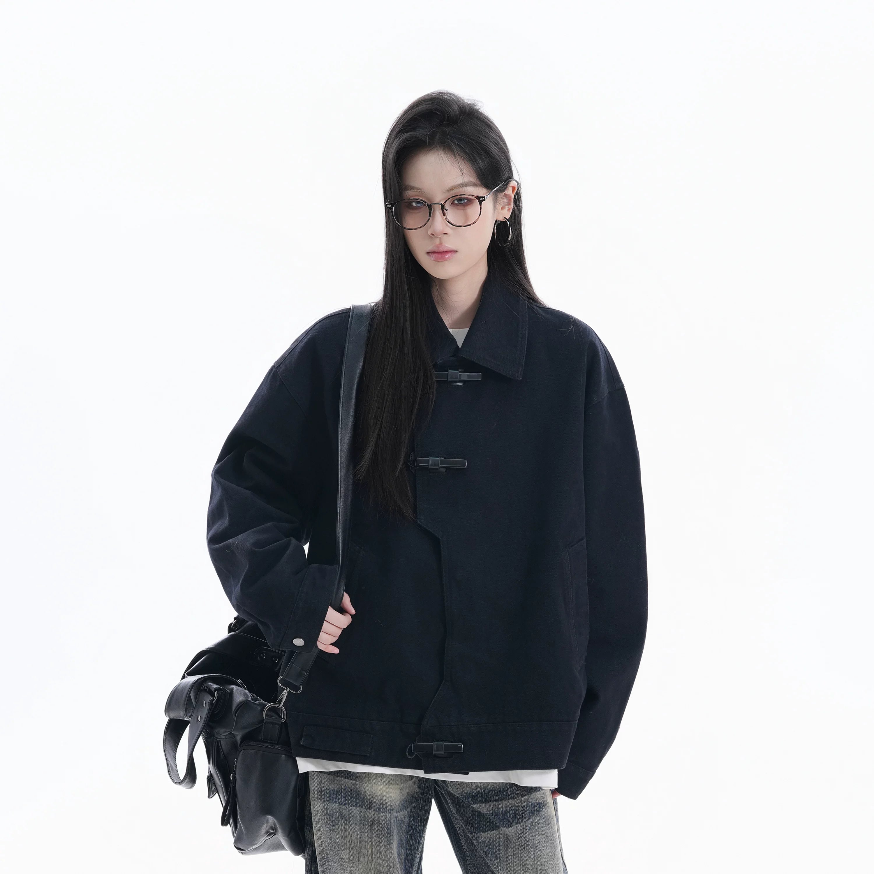 Zuocisankon High Texture New Personality Buckle Lapel Jacket