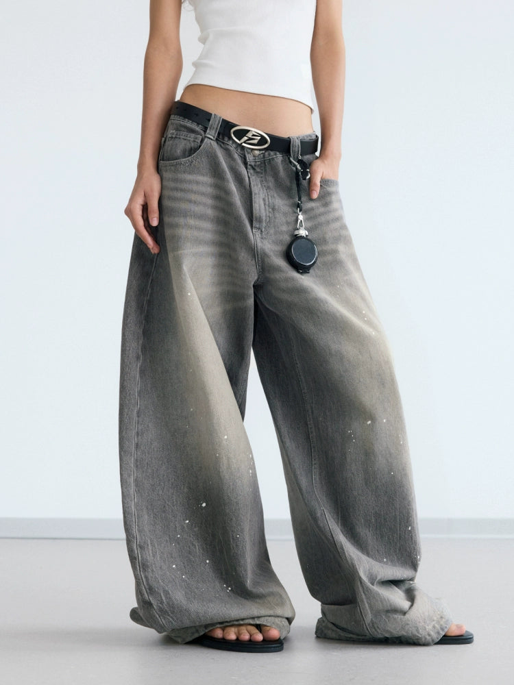 PEOPLESTYLE Vintage Ink-splashed Wide Leg Jeans