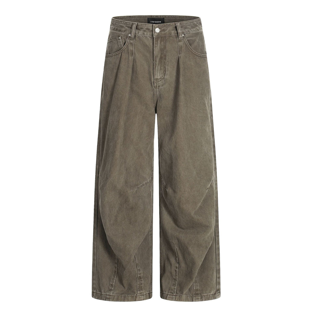 11KN Simple Retro Loose Straight-leg Pants