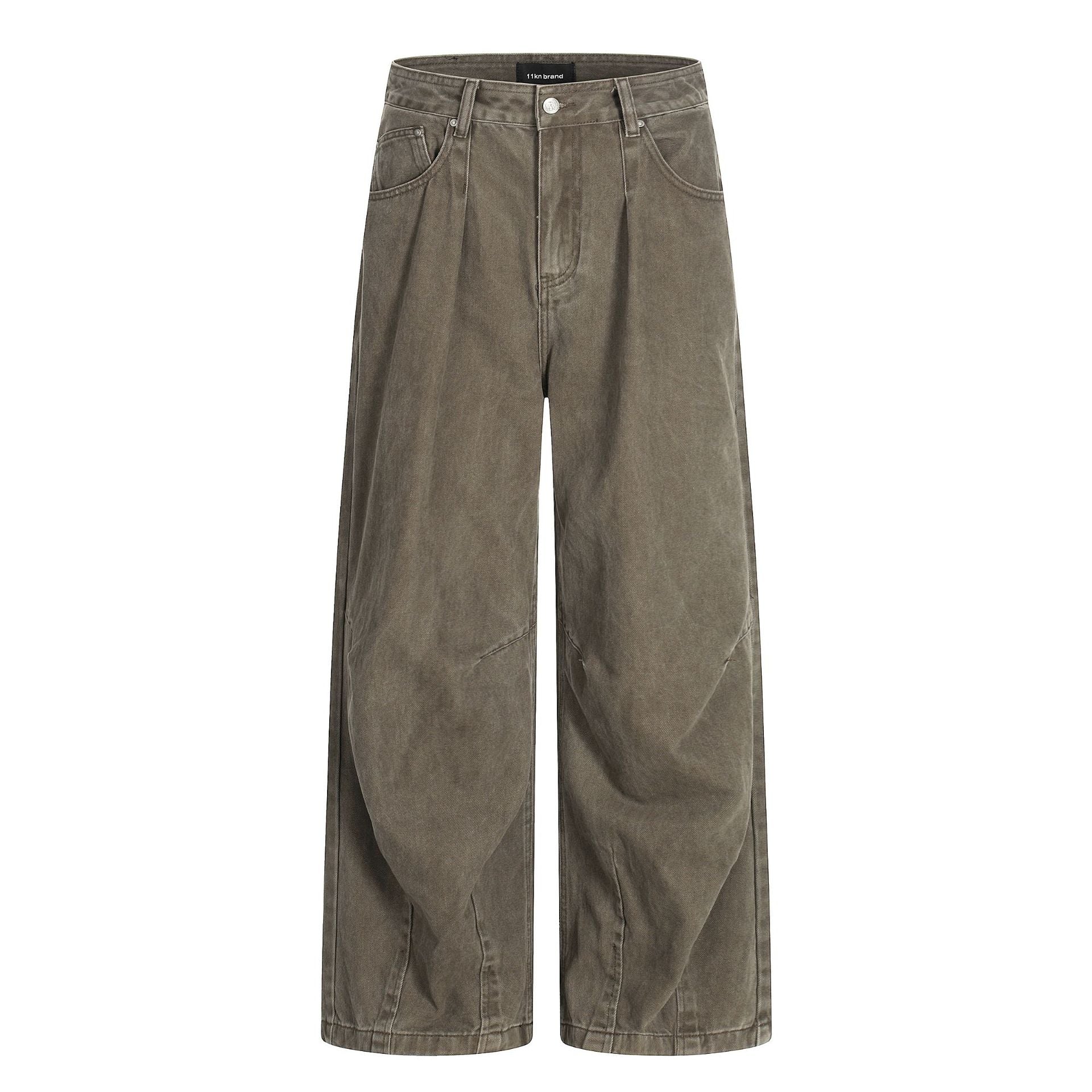 11KN Simple Retro Loose Straight-leg Pants