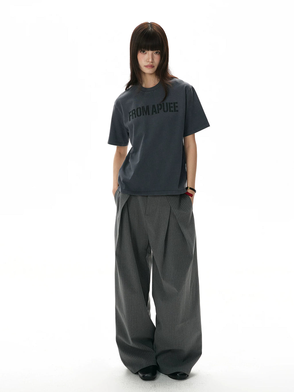 A PUEE Retro Pleated Striped Slacks