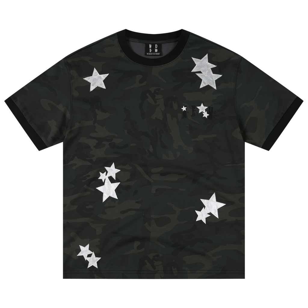 MEDM Camouflage Stars Lazy Embroidery Loose Tee