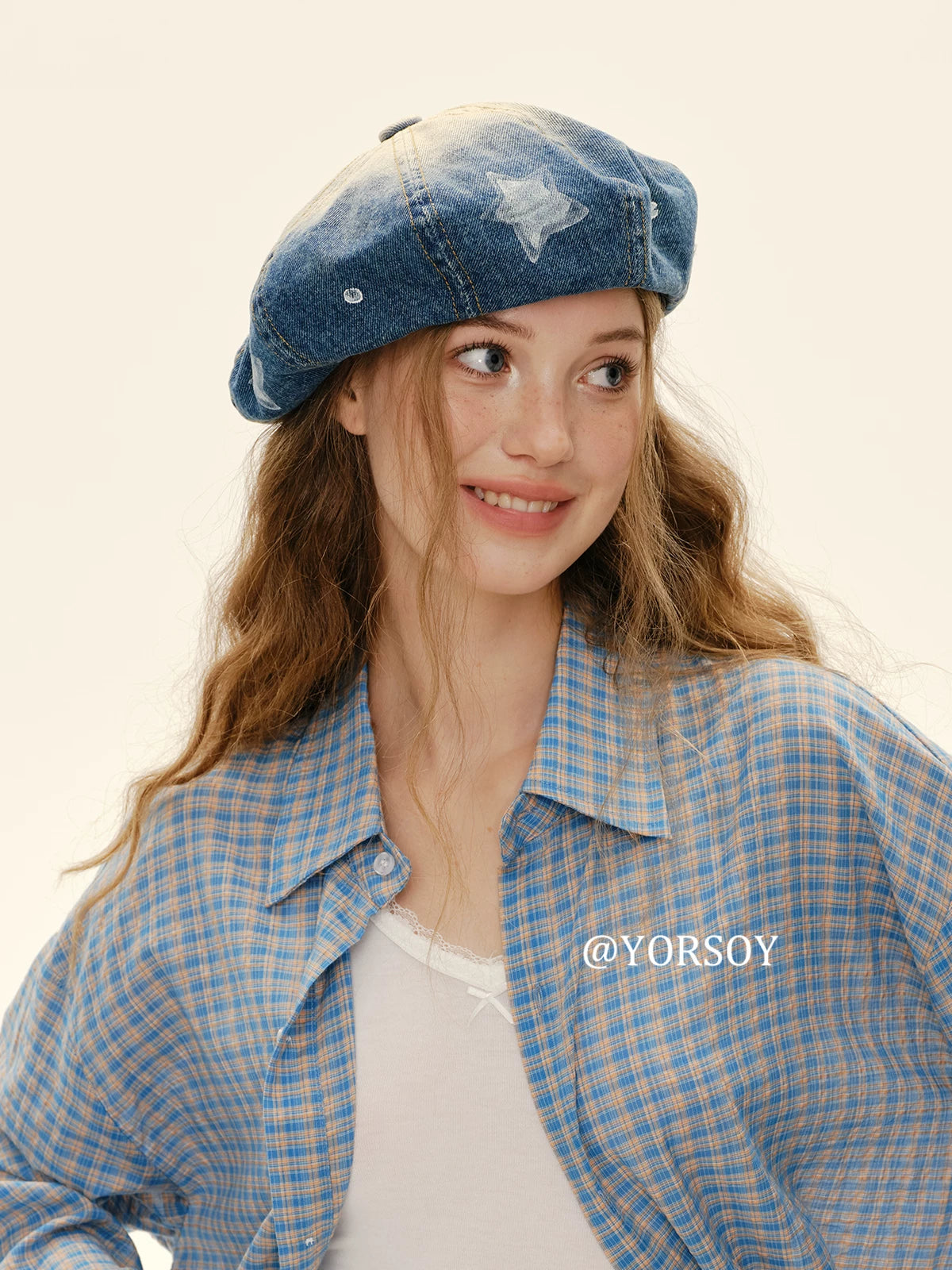 YORSOYI Vintage Denim Beret