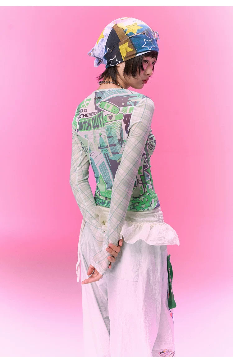 BJHG [Flying Girl Police Joint Name] Sweet and Cool Slim-fit Long Sleeve Blouse