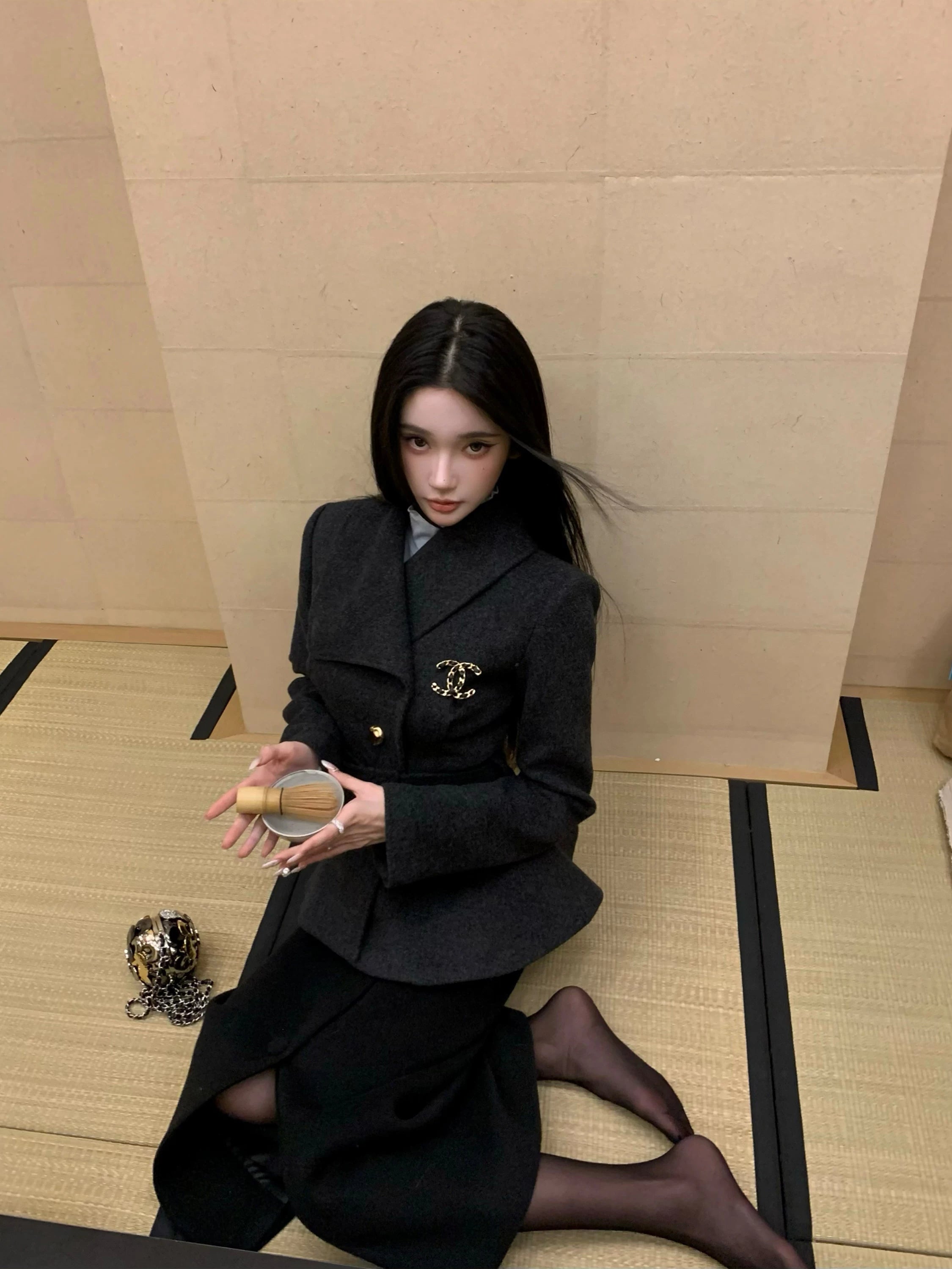 Barb Chill Premium Padded Wool Short Jacket Woolen Skirt