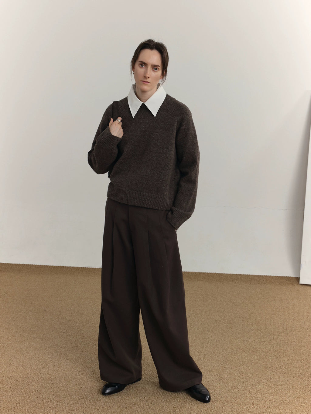 COLN Pleated Casual Woolen Trousers