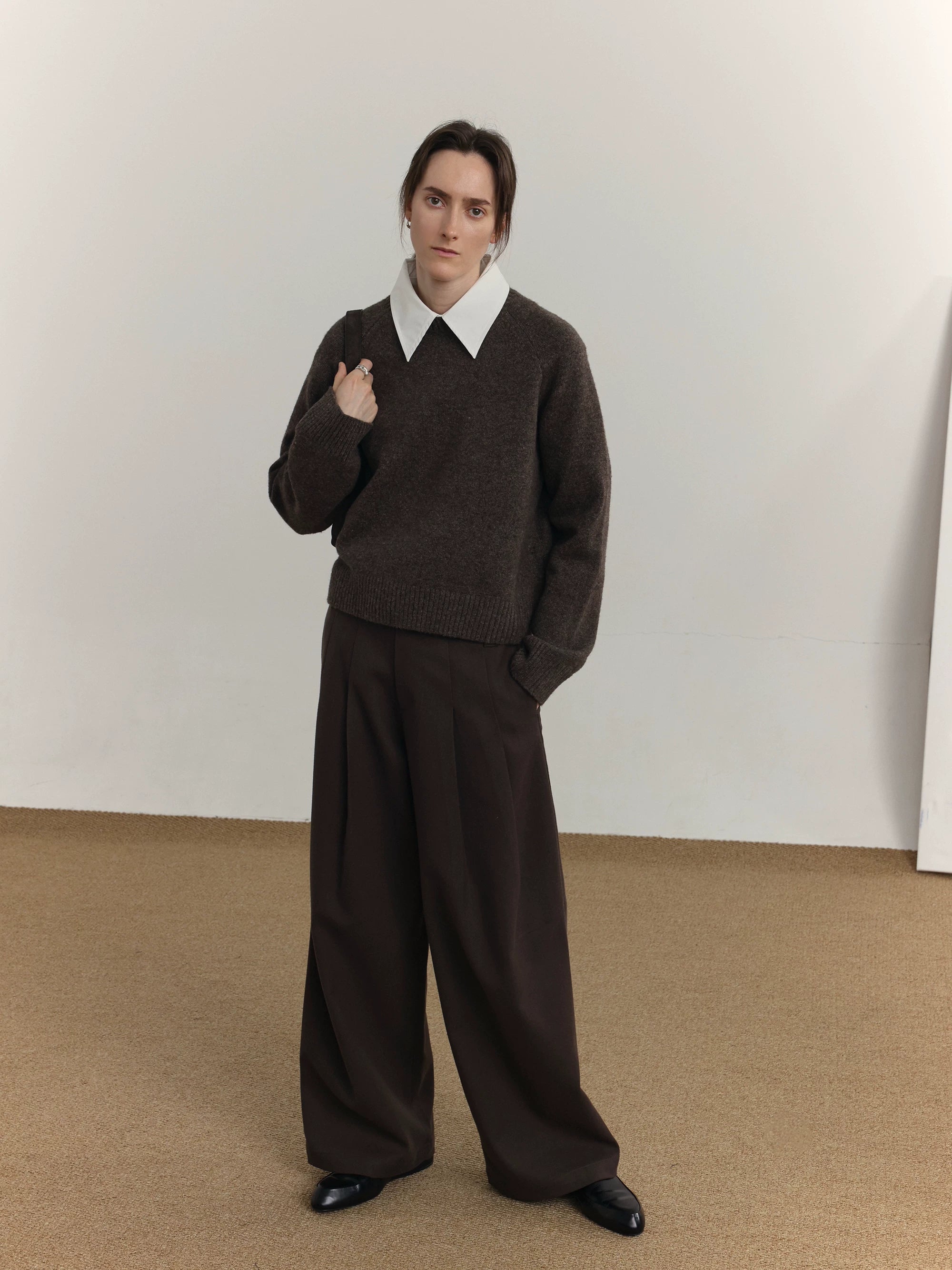 COLN Pleated Casual Woolen Trousers