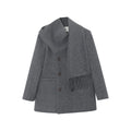 Wildberry Scarf Collar Double-breasted Medium and Long Wool Jacket