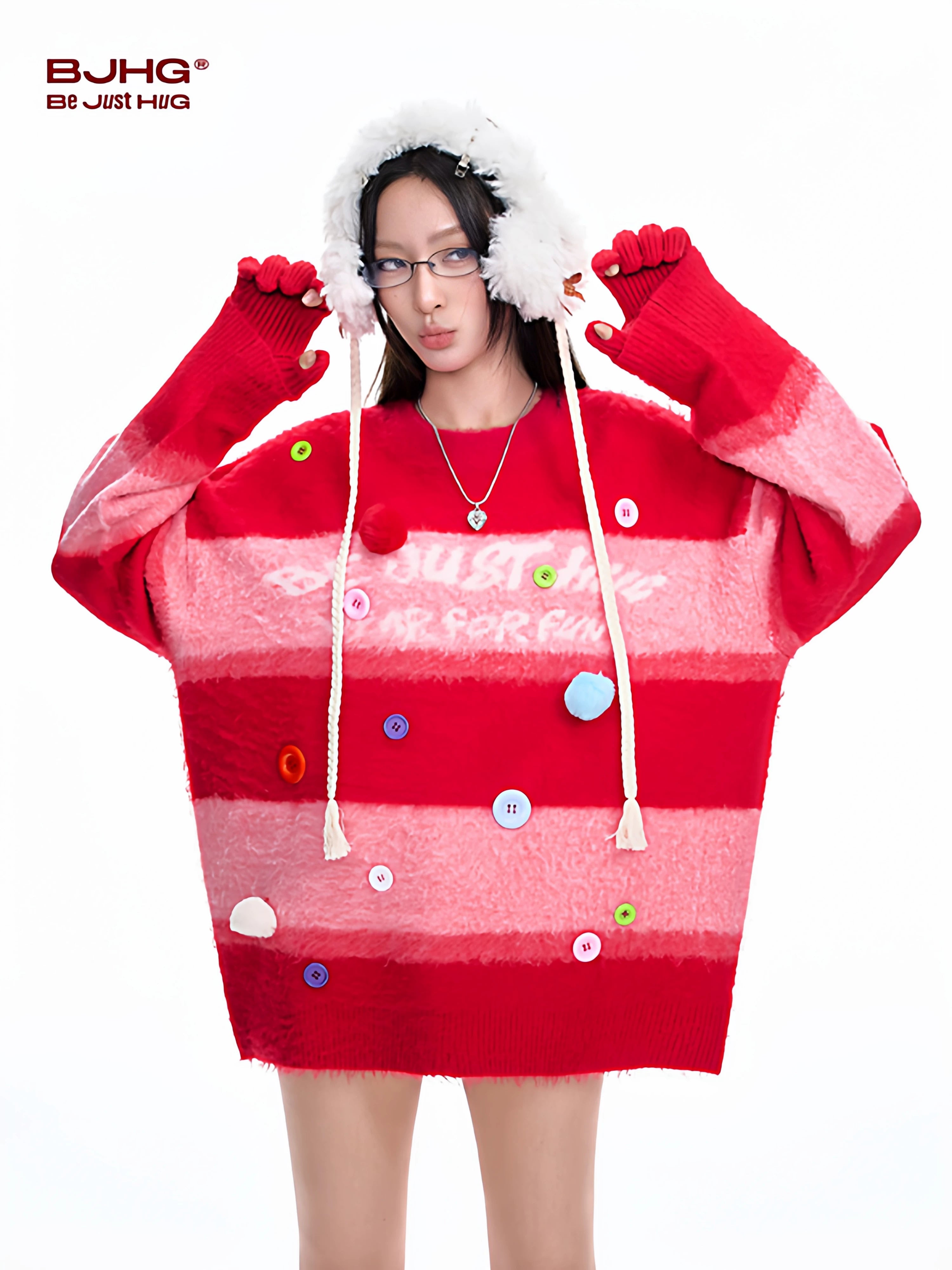BJHG Thickened Vintage Striped Knitted Sweater