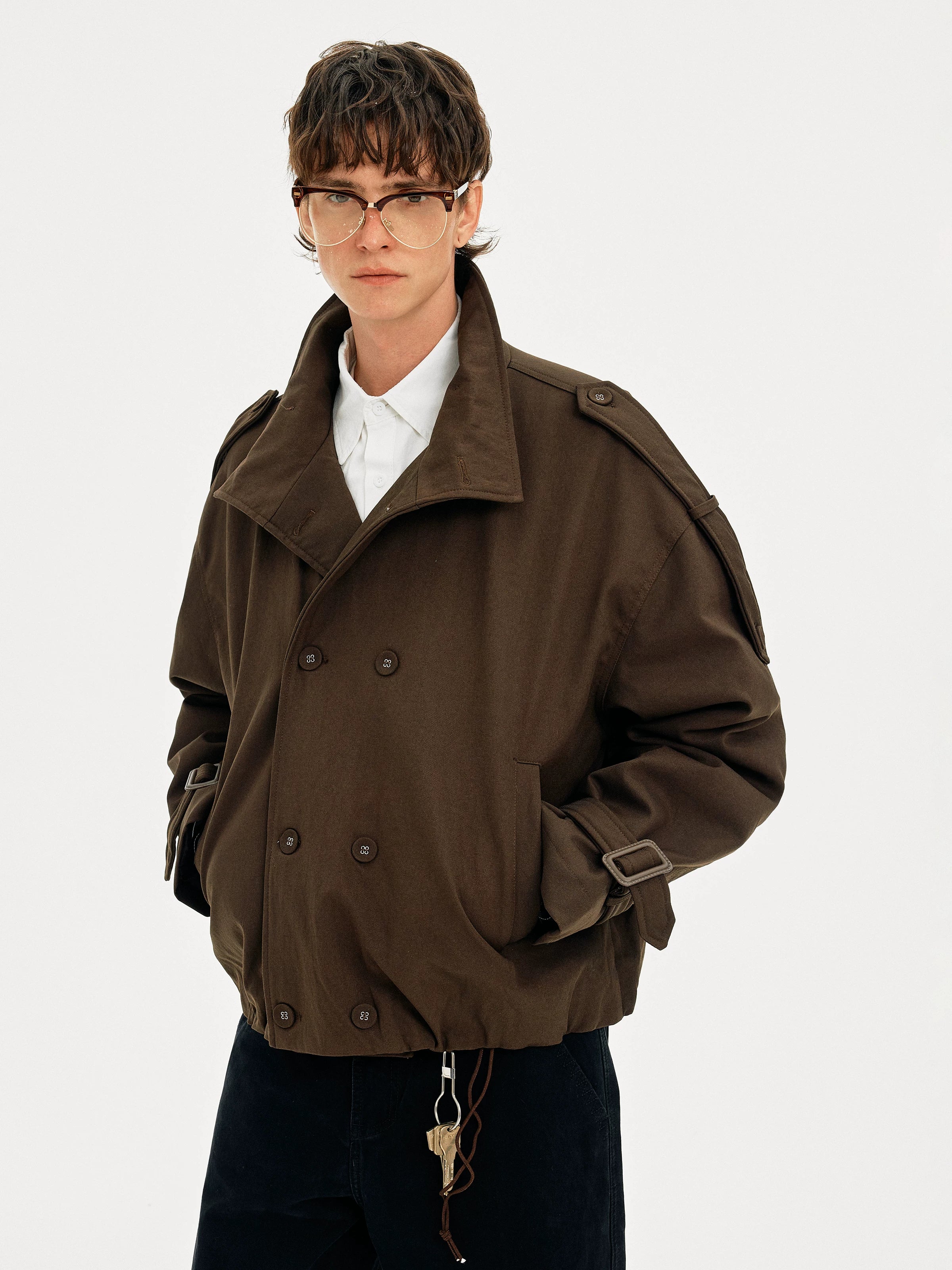 MADWITCH Double-breasted Stand-up Collar Thermal Tooling Jacket