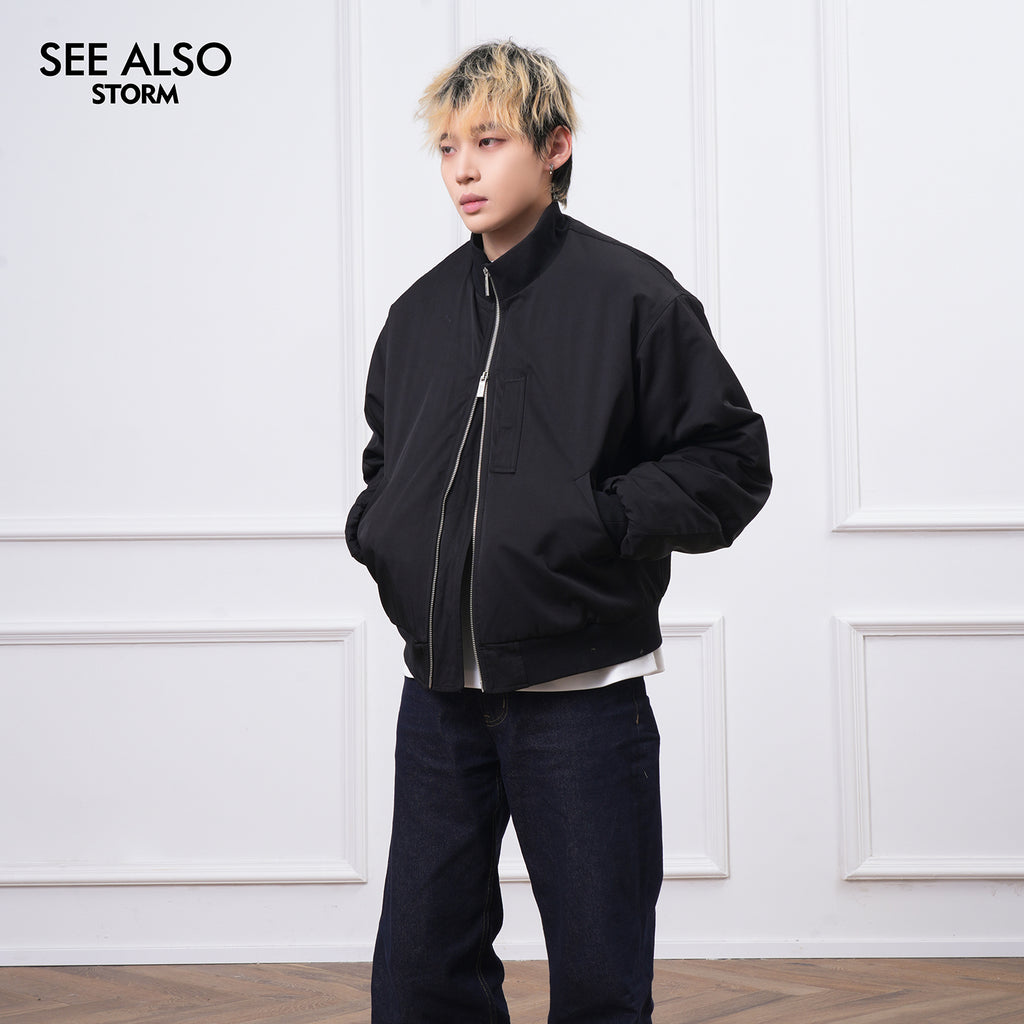 SEEALSO "Premiere feedback!" Mountain carving boxy flight jacket velvet autumn and winter jacket