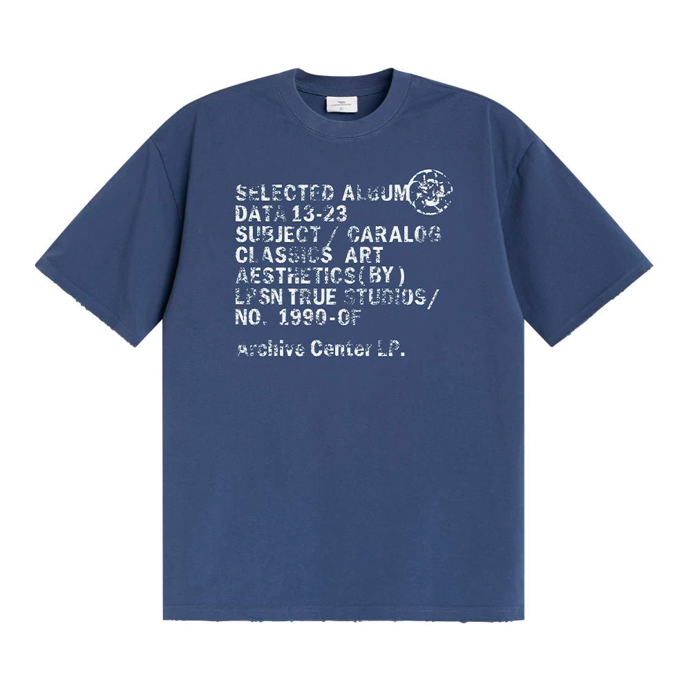 Loopsoon Chest Old Damaged Printed Casual Versatile Tee
