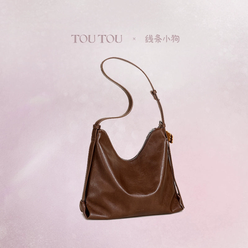 TOUTOU Line Puppy Vintage Versatile Large Capacity Shoulder Crossbody Bag