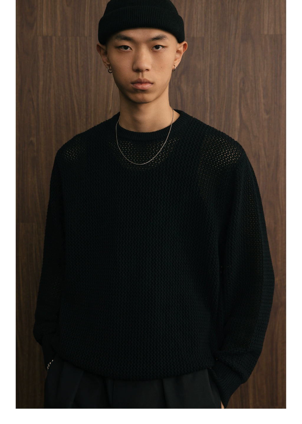 SUPERTOFU Ribbed Hem Hollow Knitted Sweater