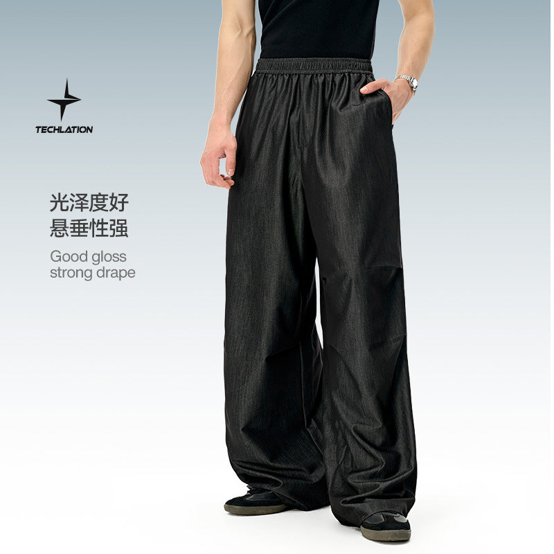 Inflation Ice Silk Imitation Denim Air-conditioned Pants Cool Wide-leg Casual Pants