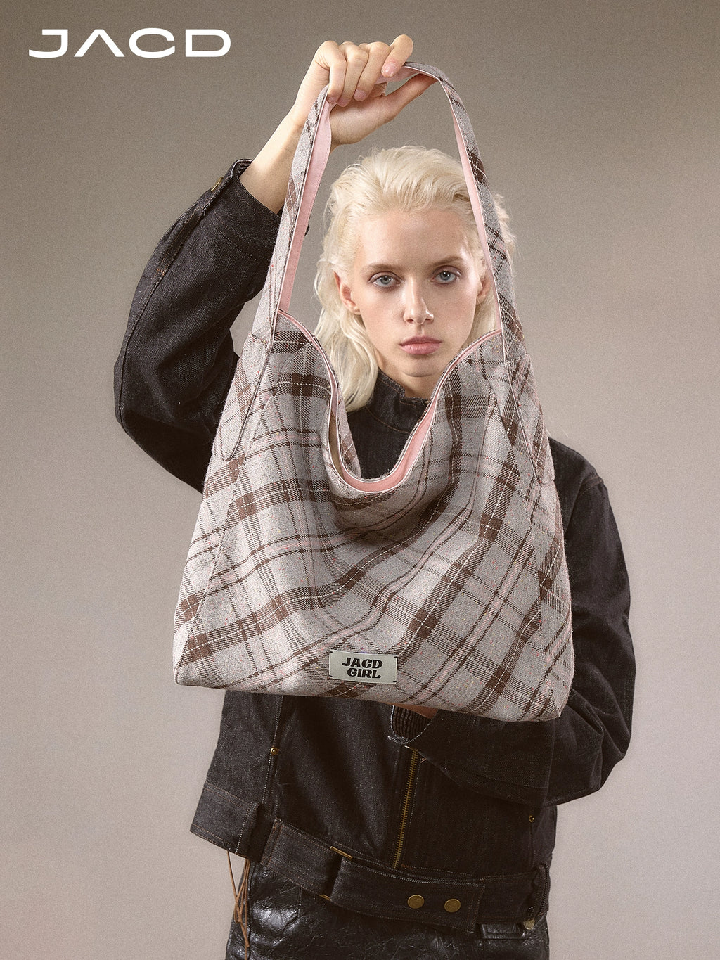 JACD Retro Plaid Slack Woolen Tote Bag