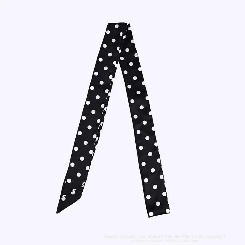 YORSOY Retro Polka Dot Thin and Narrow Silk Scarf