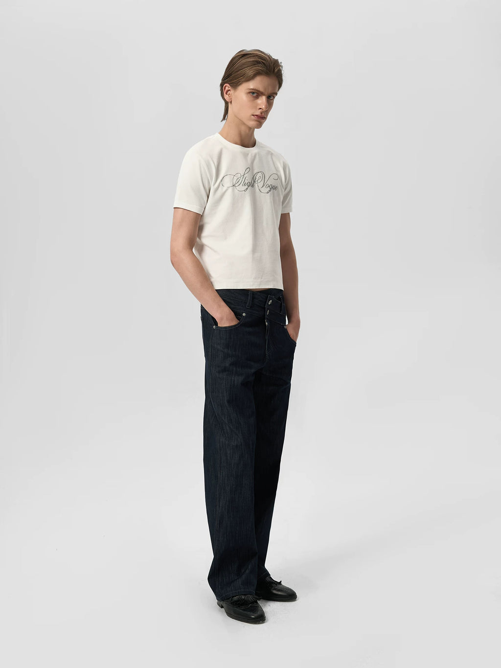 Slight Vogue Straight Double Waist Jeans