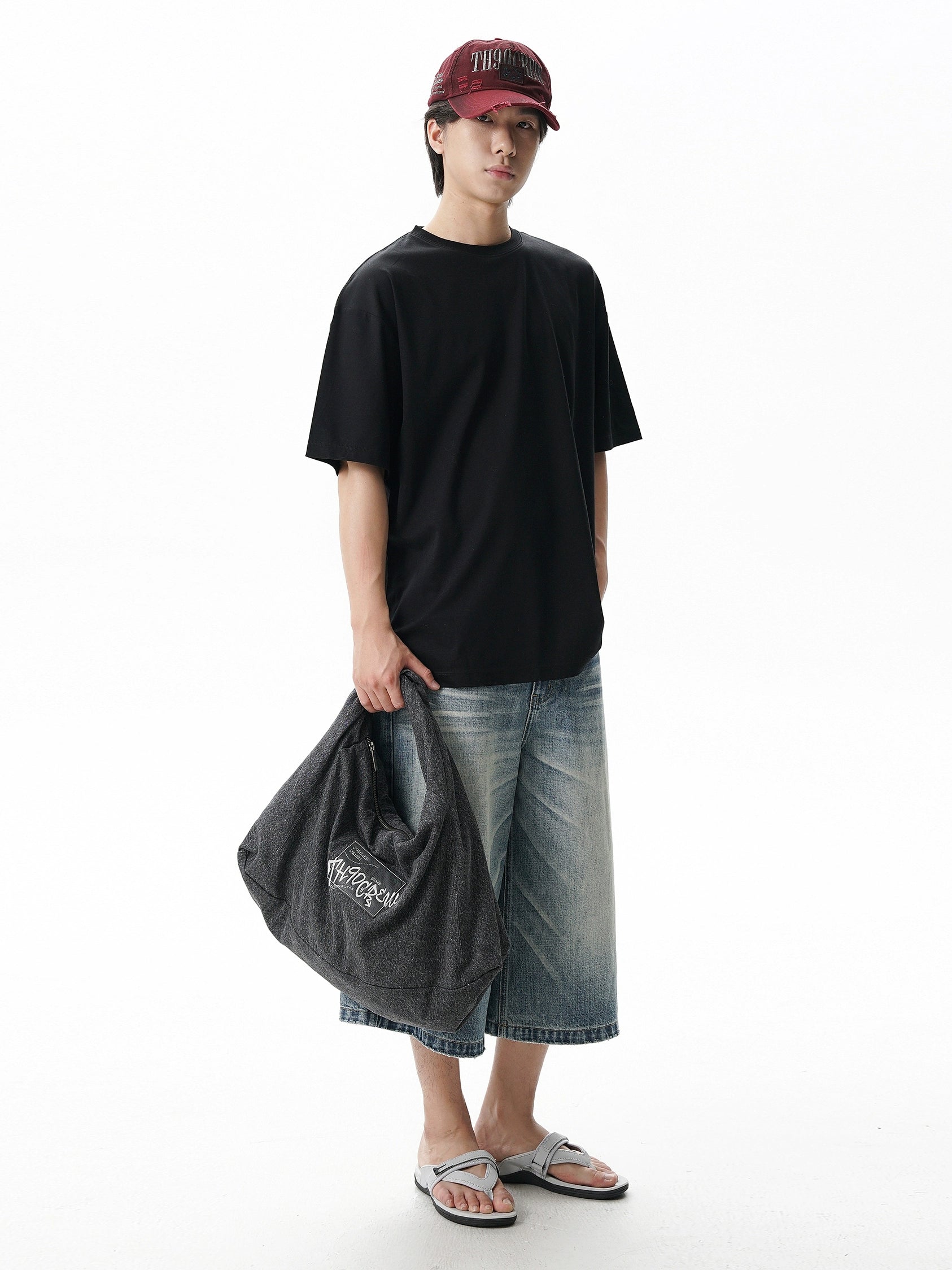 TH90 Retro Washed Denim Shoulder Messenger Commuter Bag