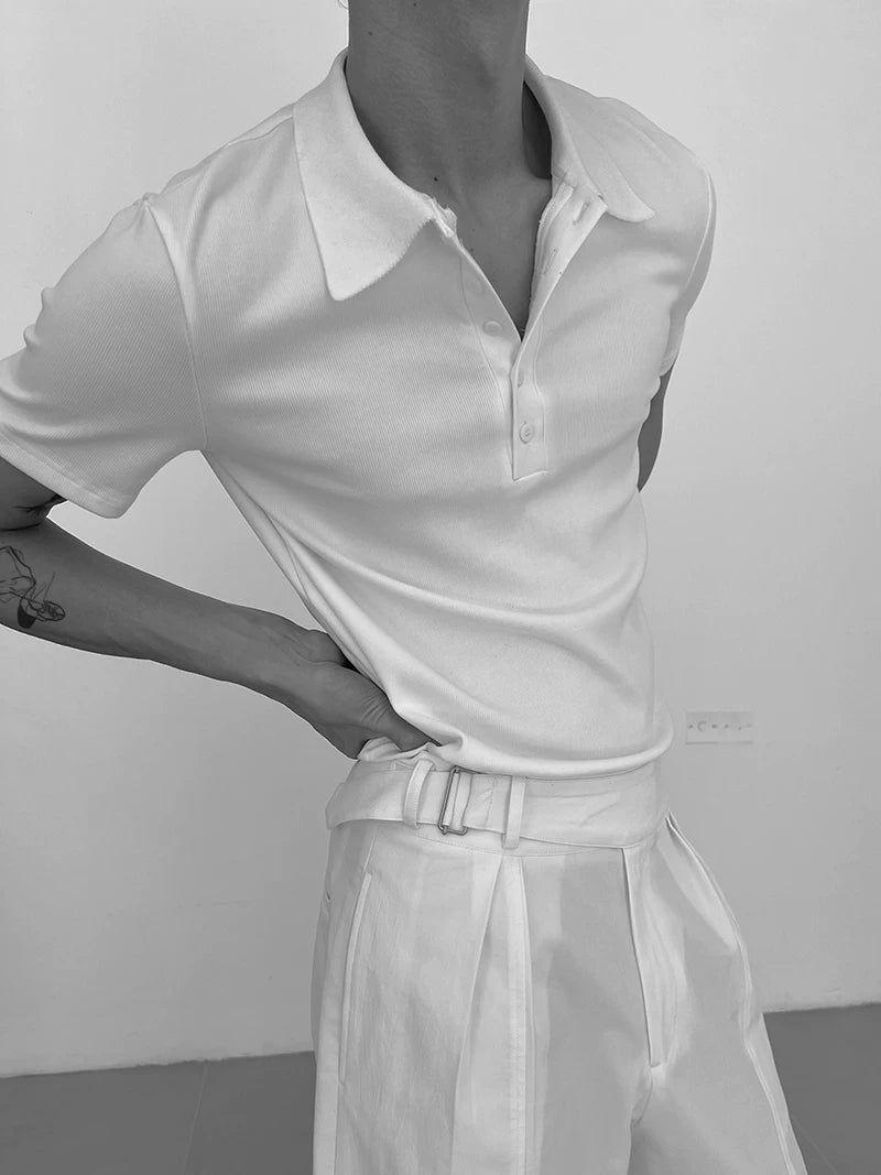 COLN Lapel Slim Casual Tee