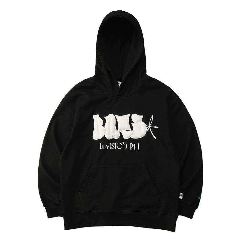 Battles Three-dimensional 3D Fluffy Letter Point Embroidered Hooded Sweater