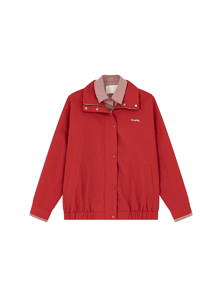 KANO Fake Two-piece Plaid Shirt Spliced Jacket