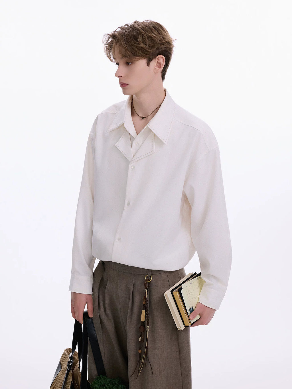 CHOR Casual Fake Two-piece Lapel Button-up Shirt