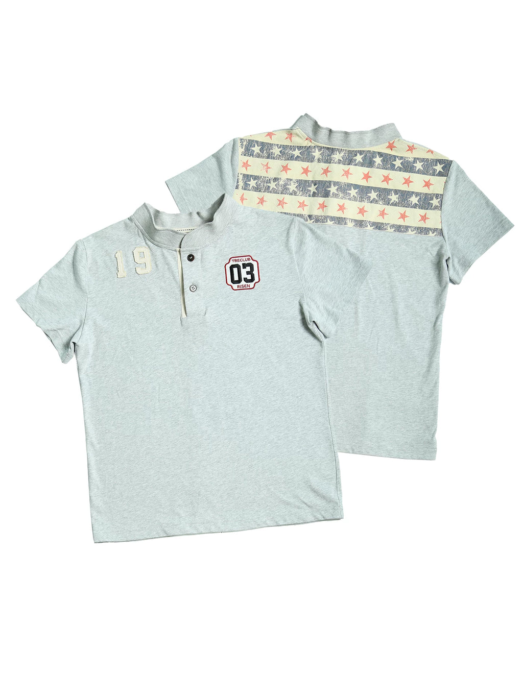 TREclub Vintage Stars and Stripes Standing Collar POLO Tee