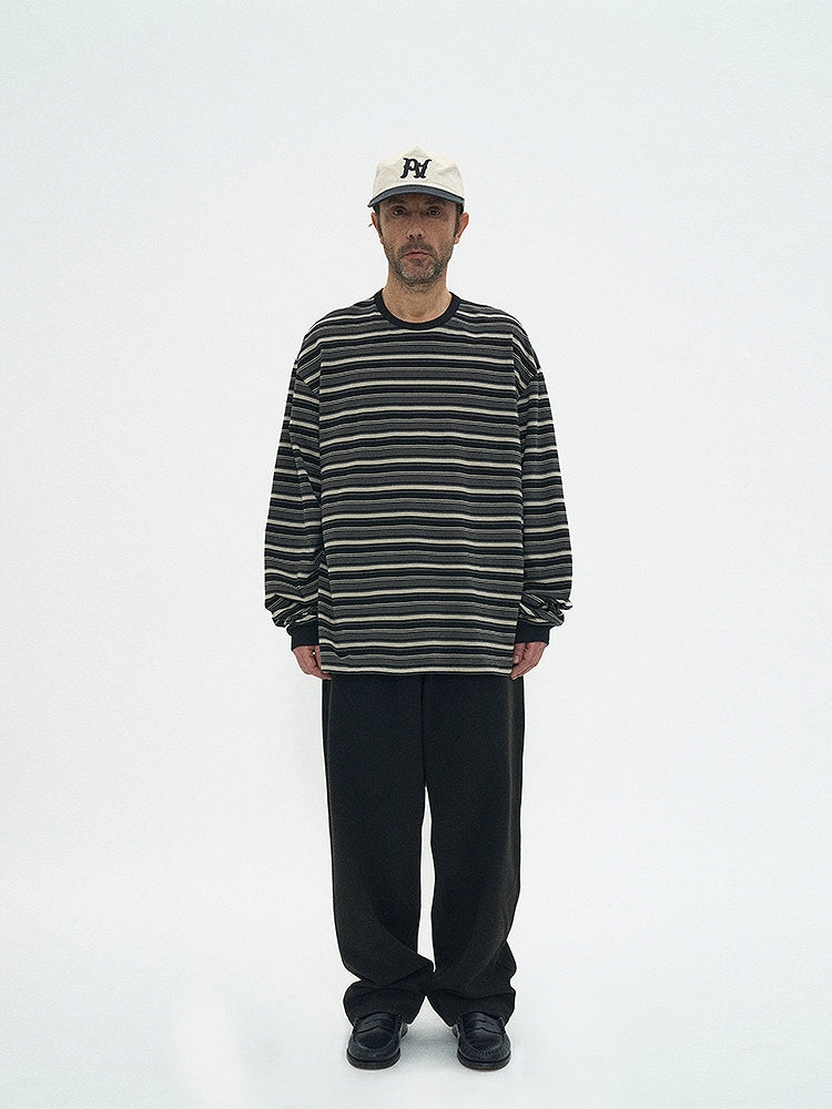 PARTIMENTO Vintage Contrast Striped Long Sleeve