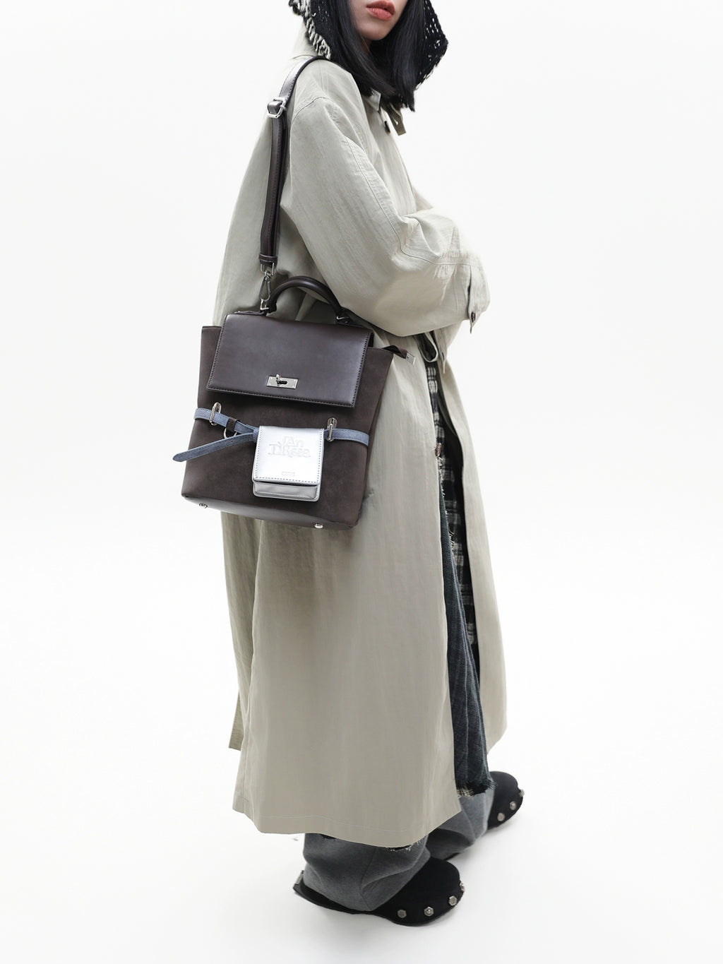 JANDRESS Vintage College Contrast Crossbody Backpack