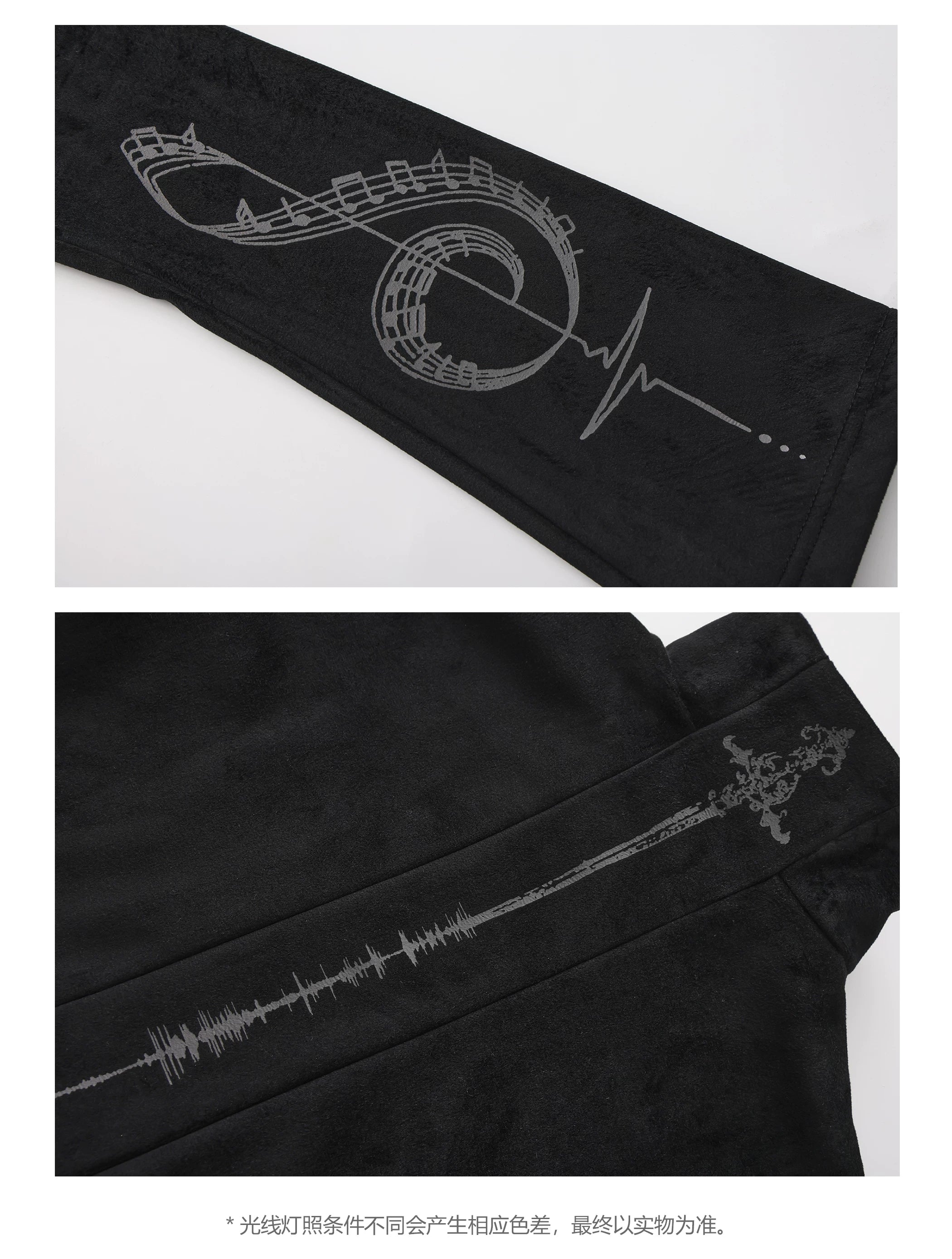 PAIKI Skull Singer Music Notes Stand-up Collar Velvet Jacket