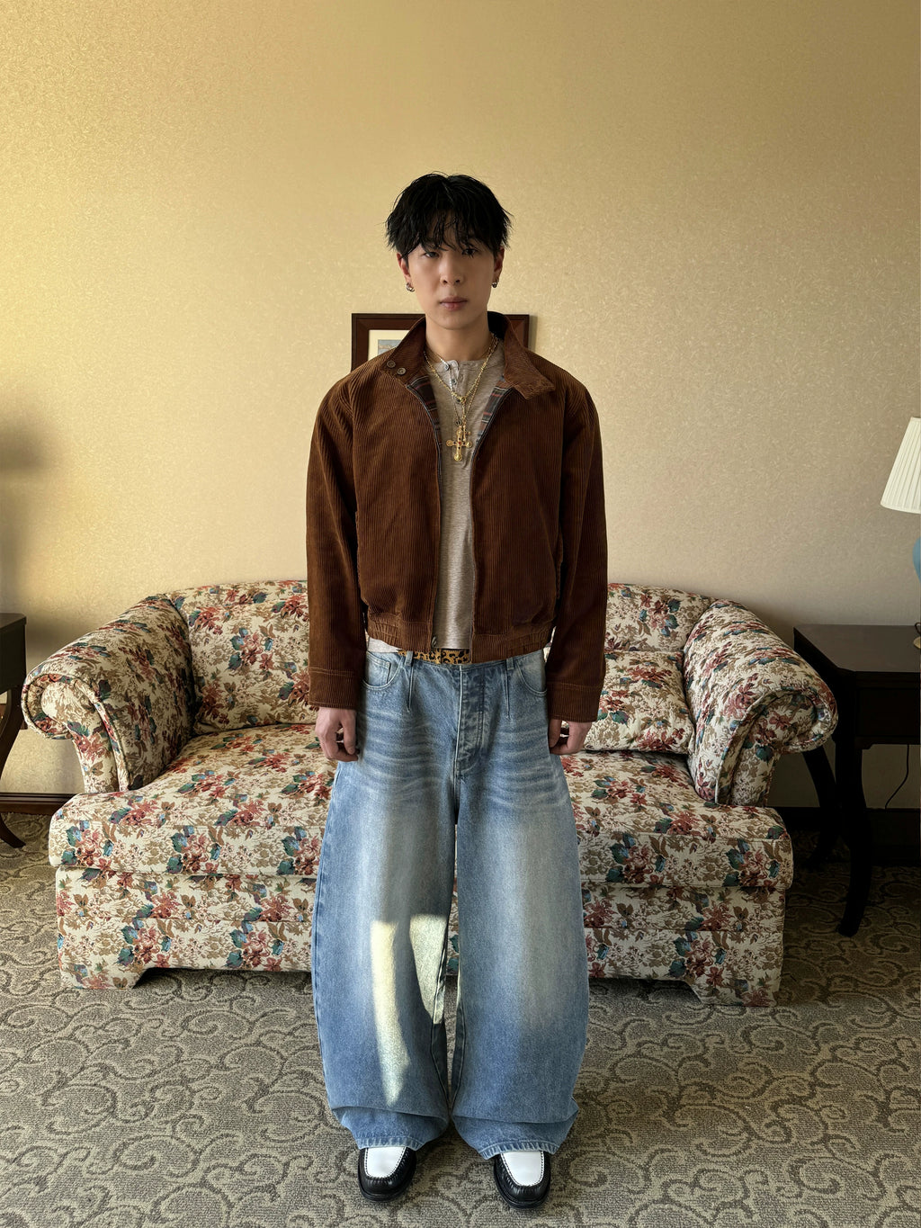 InsGale Blue Scimitar Silhouette Three-dimensional Washed Jeans