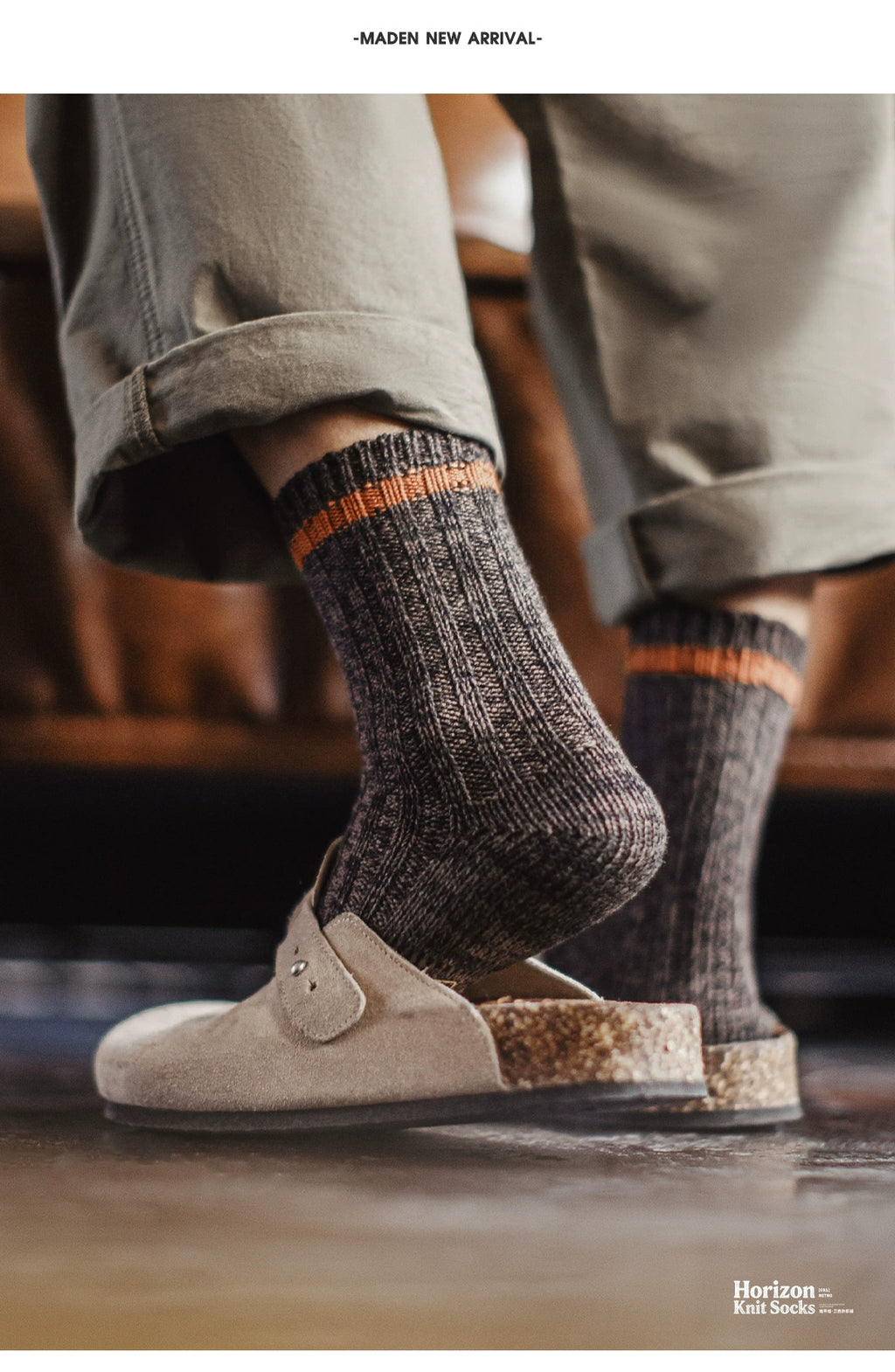 Maden Retro Thick-knit Striped Tube Socks