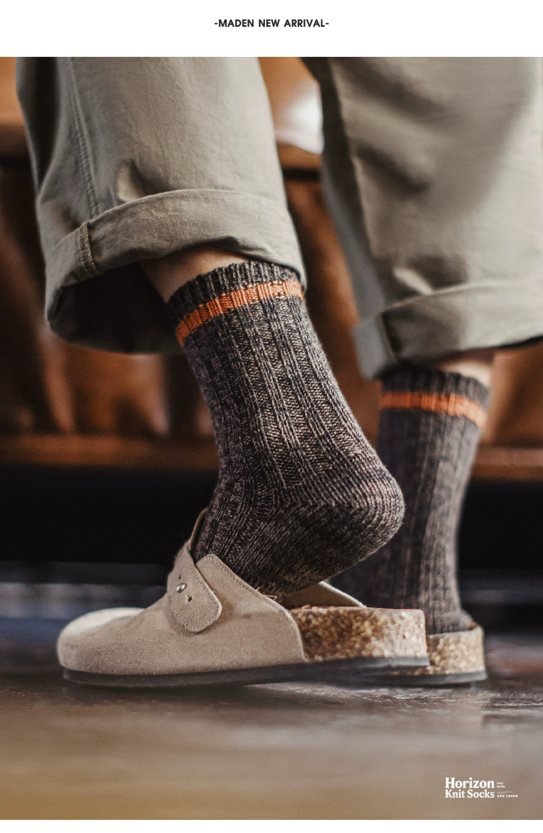 Maden Retro Thick-knit Striped Tube Socks