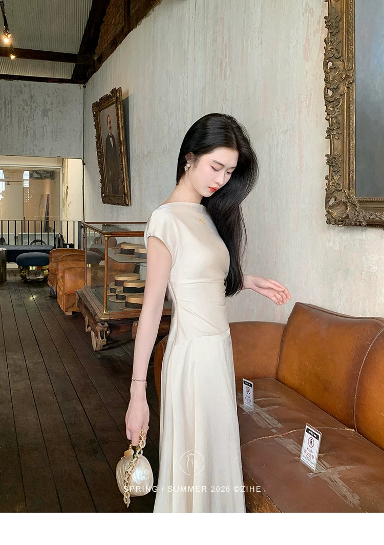ZIHE Off-the-shoulder Satin Dress
