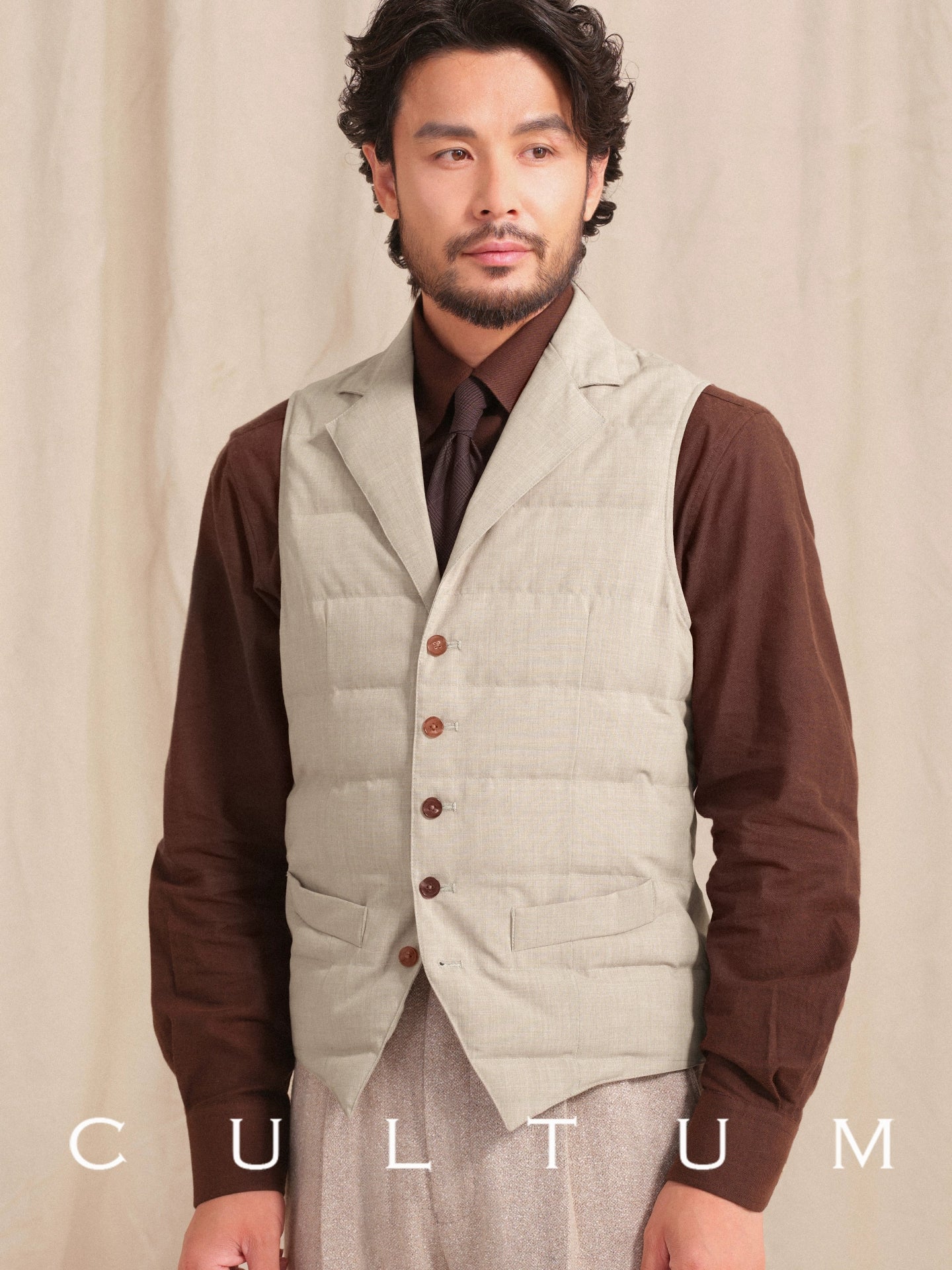 CULTUM Three-dimensional Cut Suit Collar Down Vest