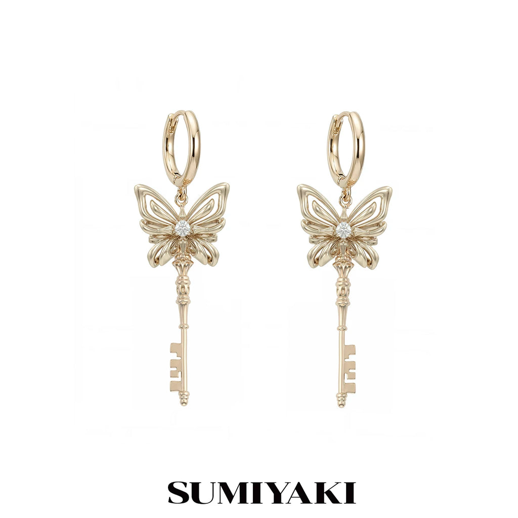 SUMIYAKI Three-dimensional Butterfly Key Temperament Earrings
