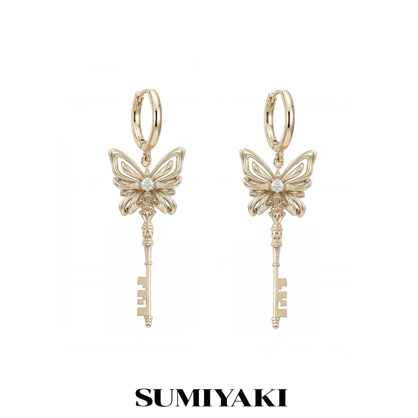 SUMIYAKI Three-dimensional Butterfly Key Temperament Earrings