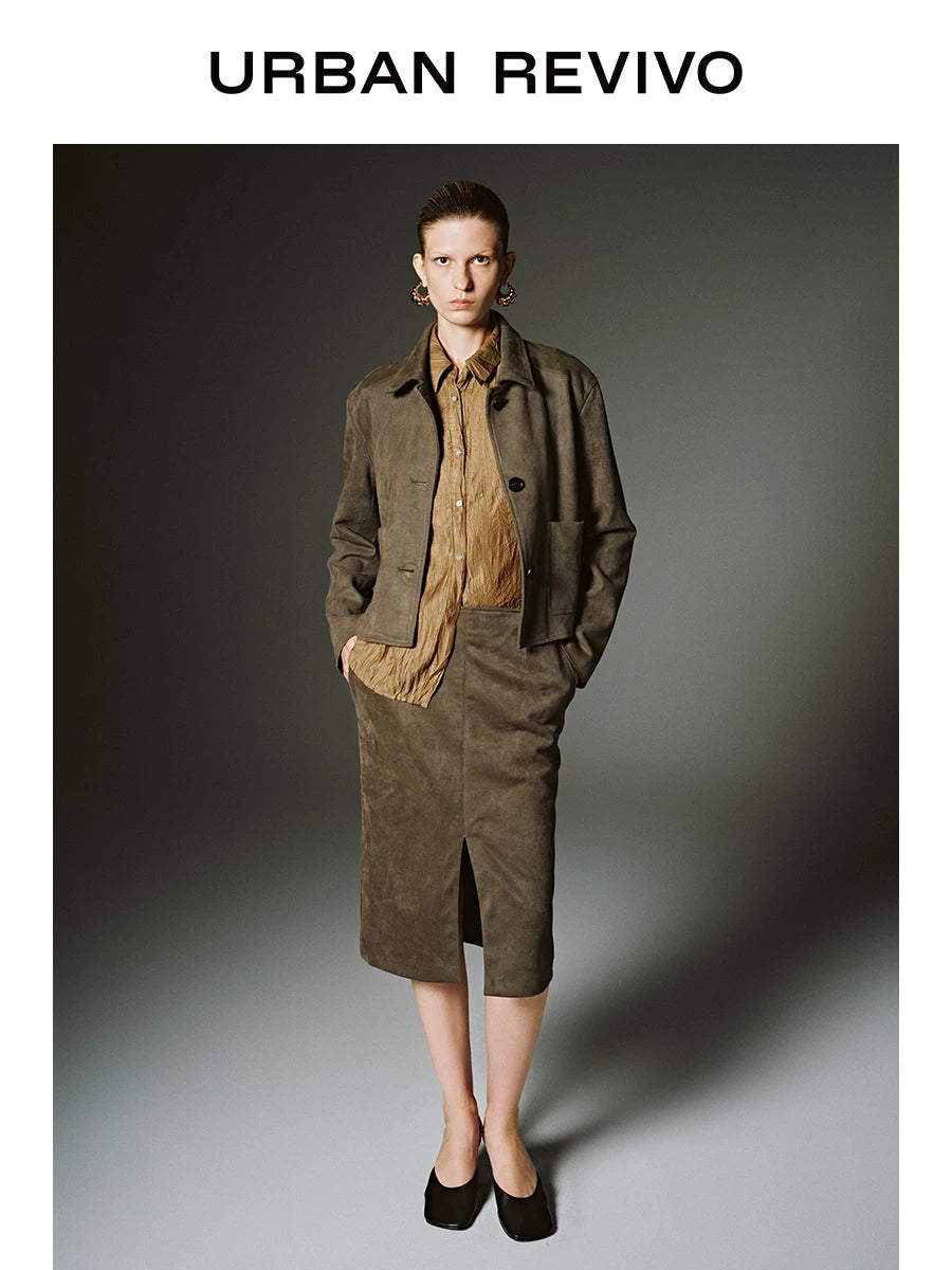 UR Vintage Suede Textured Short Jacket