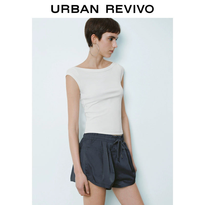 URBAN REVIVO Atmosphere Slim Neck Short Sleeve Tee