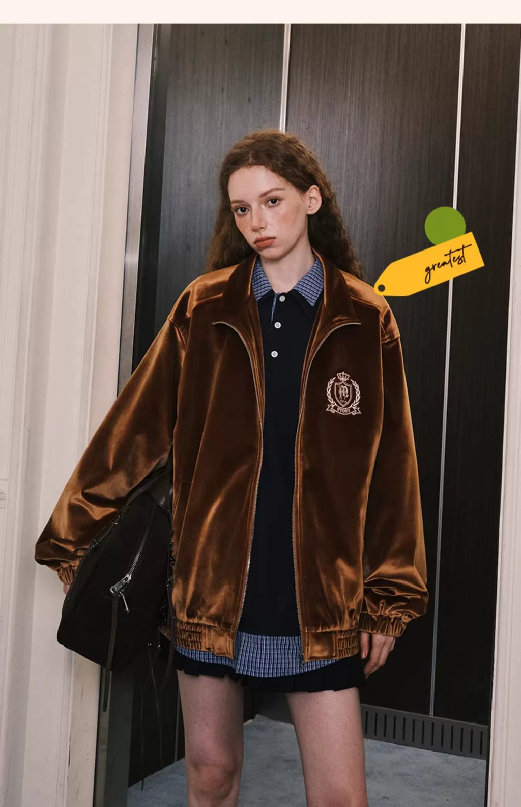 MATCHA STORY Vintage Embroidered Velvet Jacket