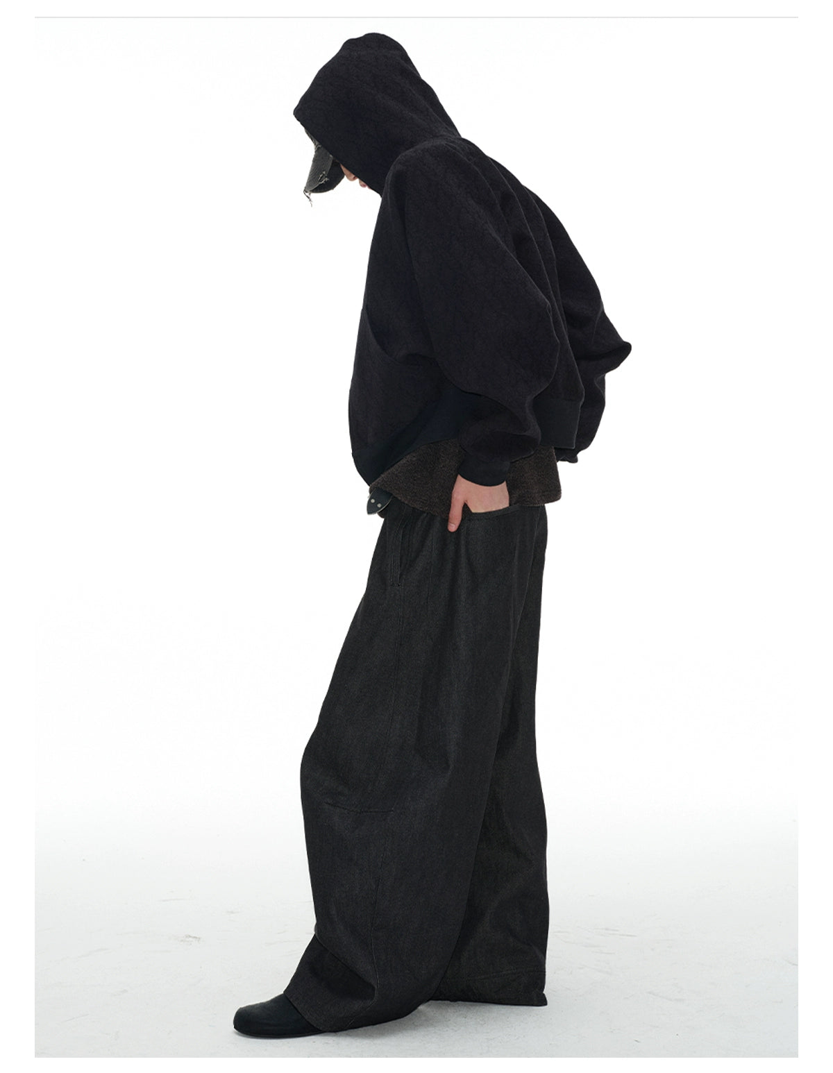 JCAESAR Double Side Seam Structure Wide Scimitar Profile Jeans