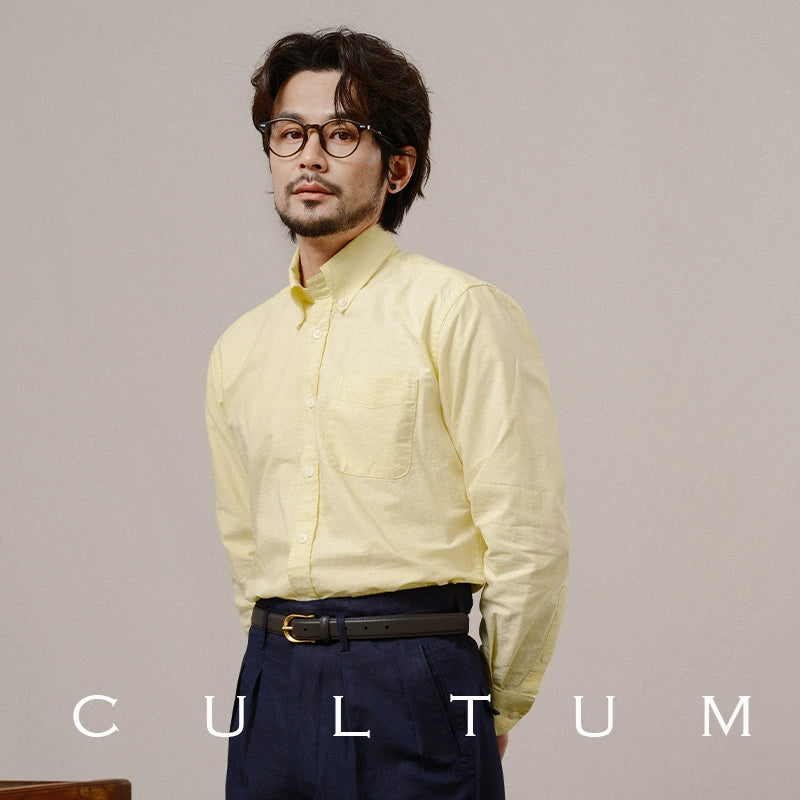 CULTUM ROWING CLUB Washed Oxford Spun Button-Neck Long Sleeve Shirt