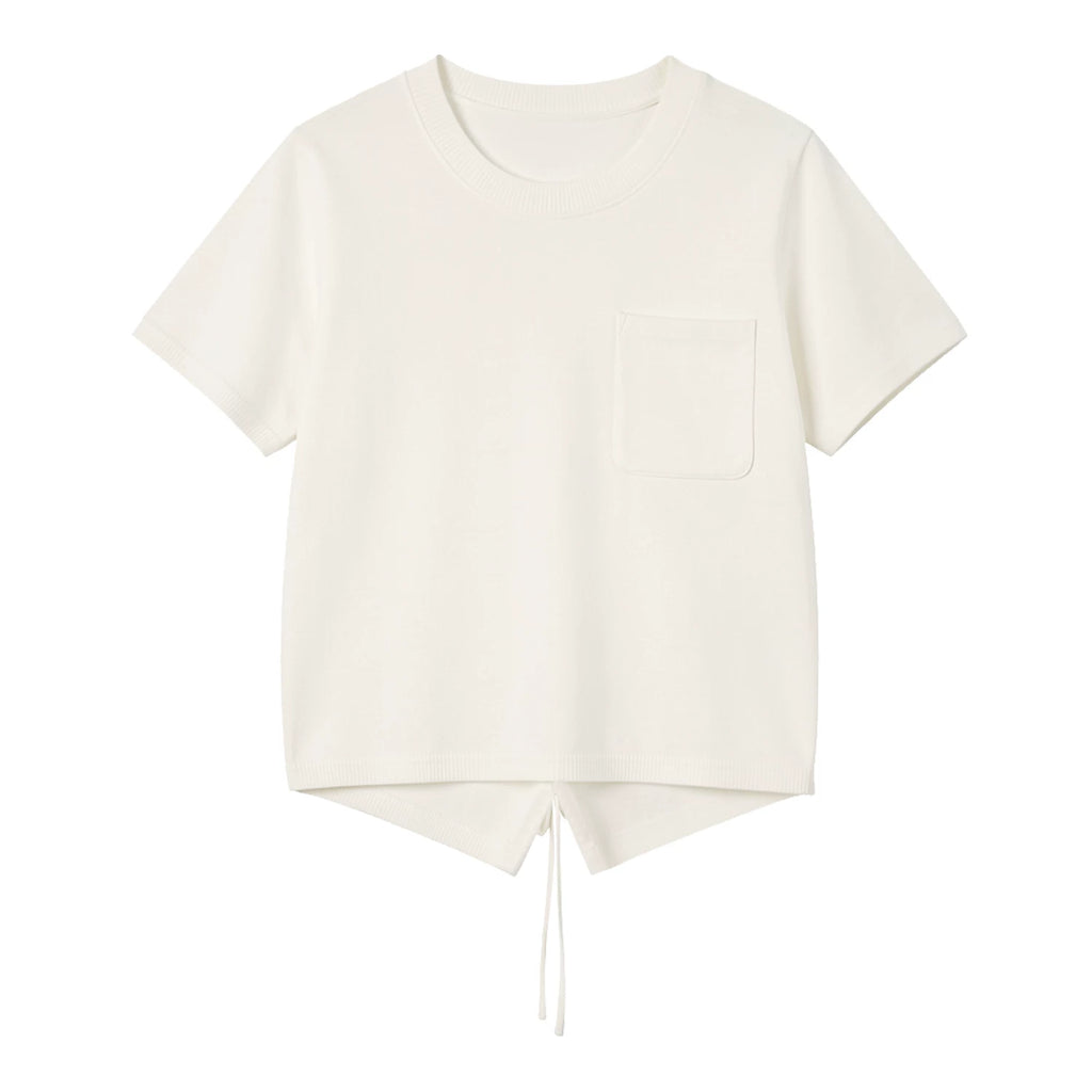 Cantonstory Crew Neck Shoulder Skinny Knitted Tee