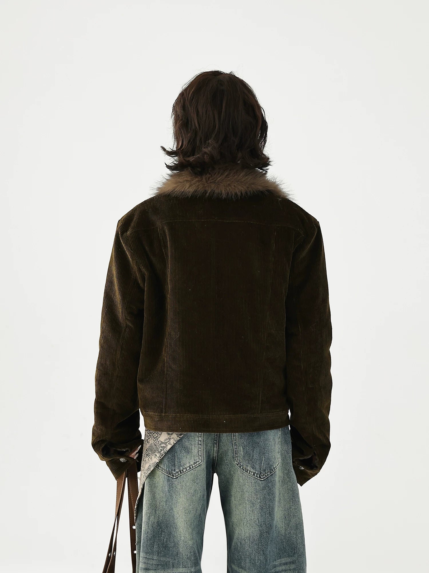 AceStudios Vintage Thickened Padded Short Fur Collar Jacket