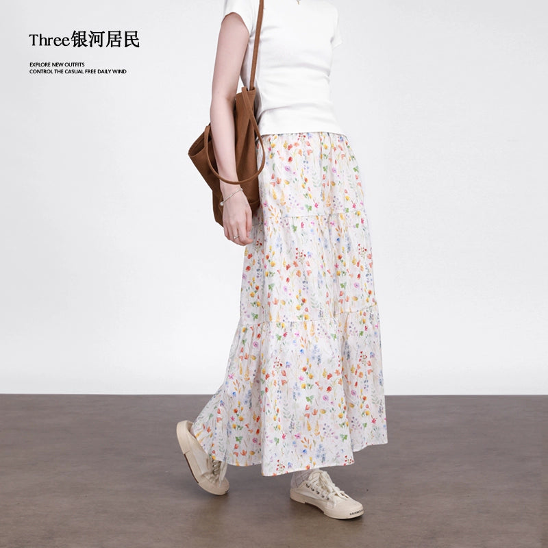Three High Waist Thin Floral Skirts