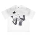 SUPER WAY Letter Printing Gradual Change Spray Color Casual Tee
