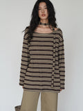 EIGHTHMONTH Striped Off-the-shoulder Streamer Casual Long Sleeve